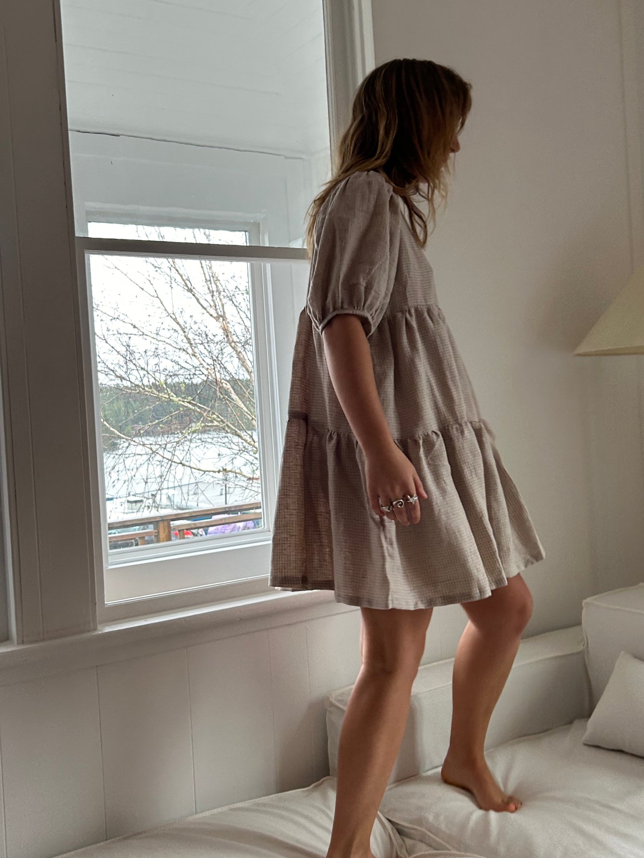 Almond Mini Undyed Check