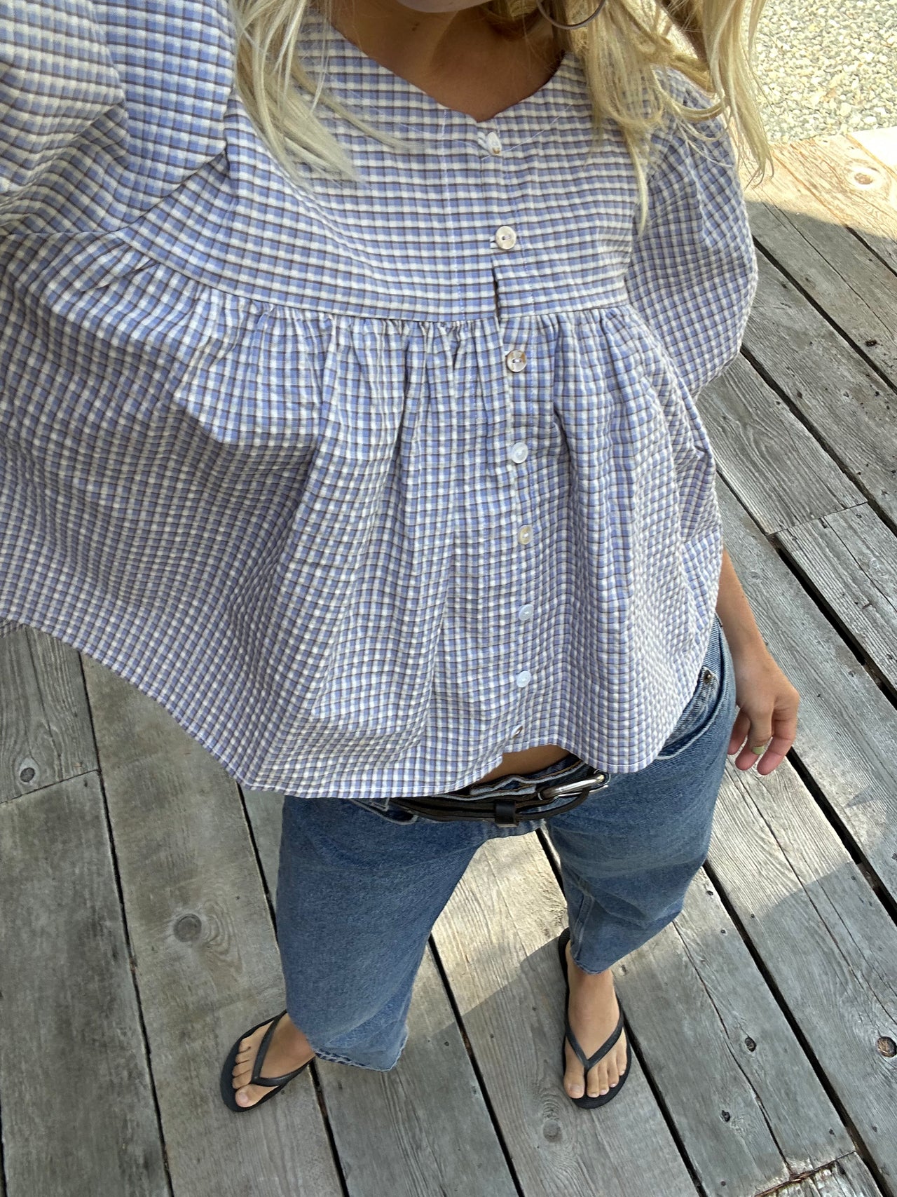 Babydoll Blouse Blue Check
