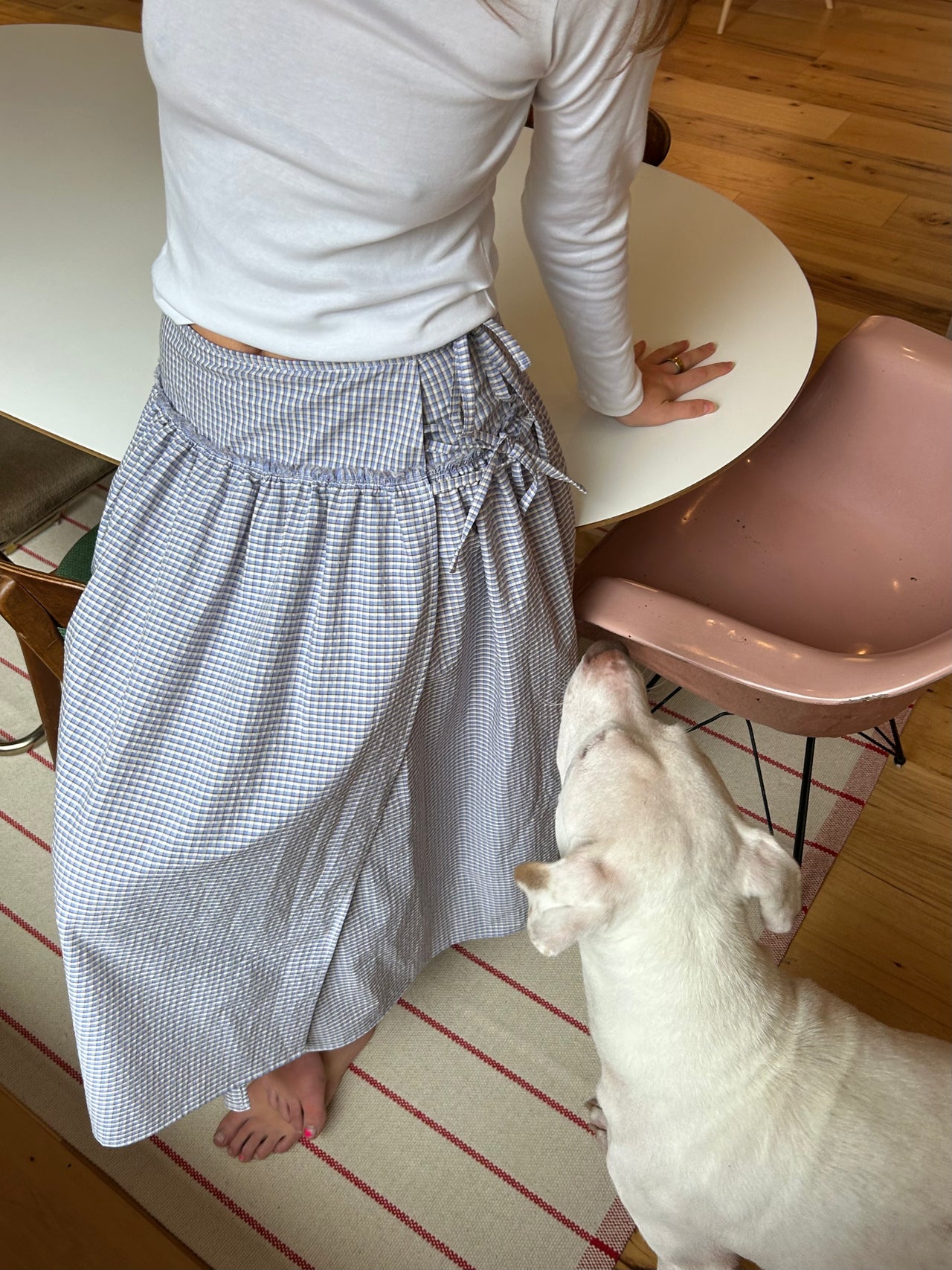 Wells Wrap Skirt Blue Check