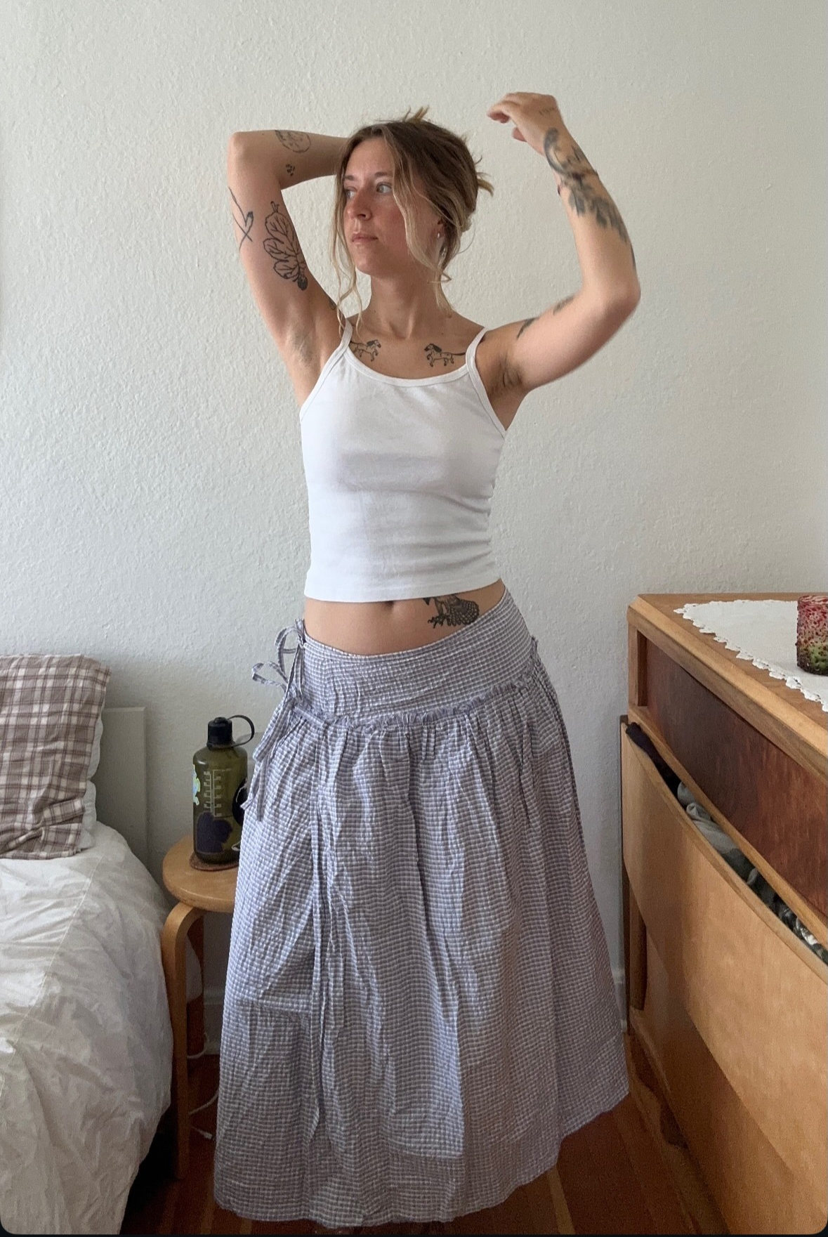 Wells Wrap Skirt Blue Check