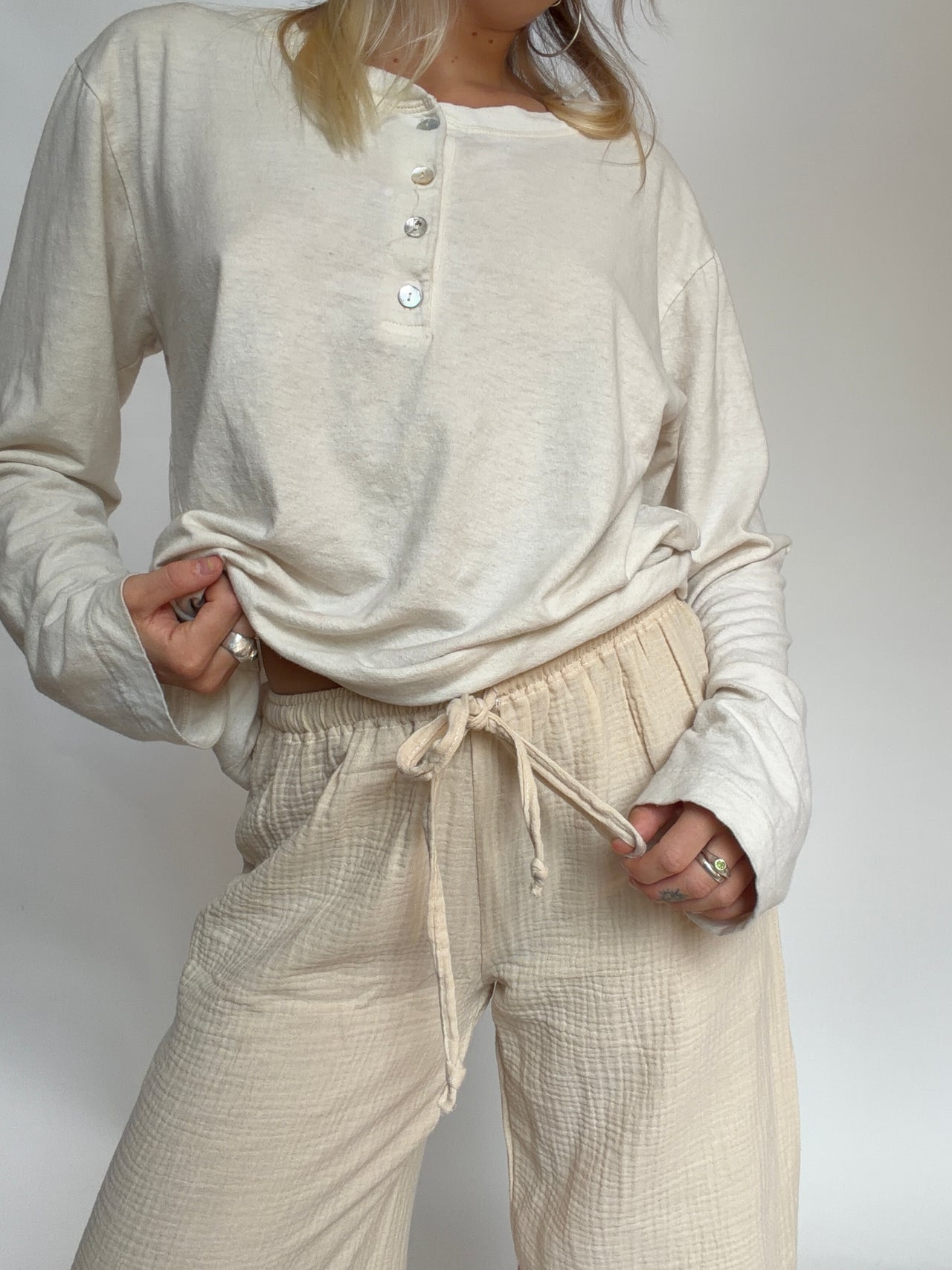 Lili Loungers Cream (Thin Waistband)