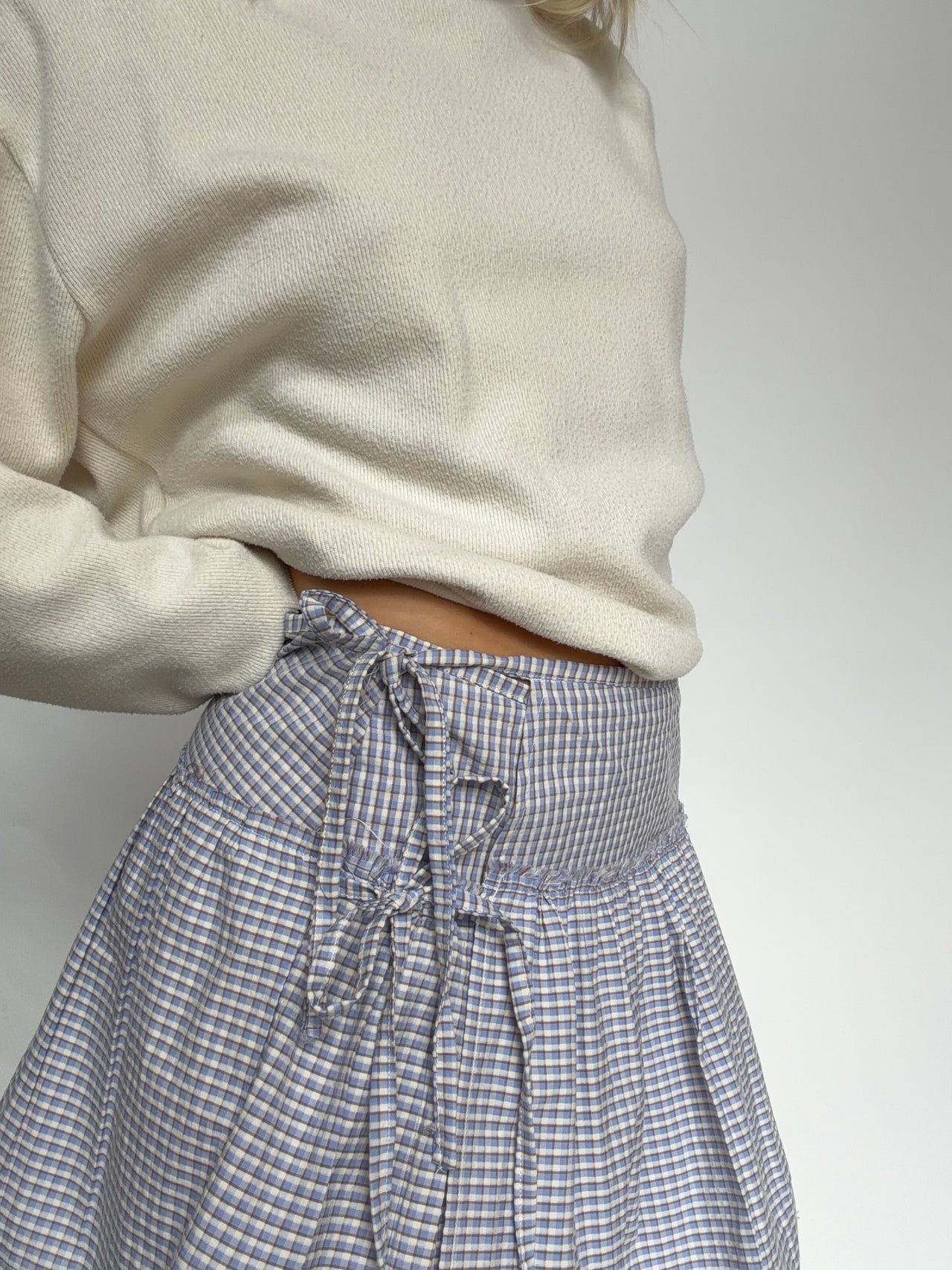 Wells Wrap Skirt Mini Blue Check